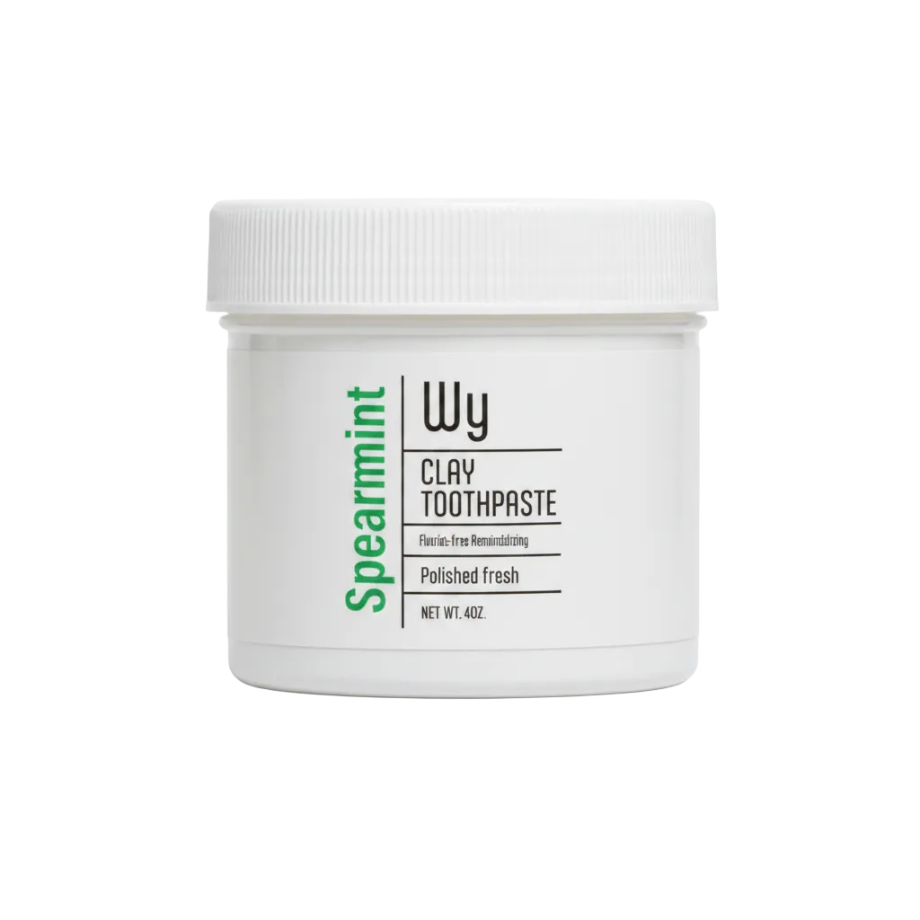 Wy Clay Toothpaste jar isolated on transparent background, photorealistic product shot